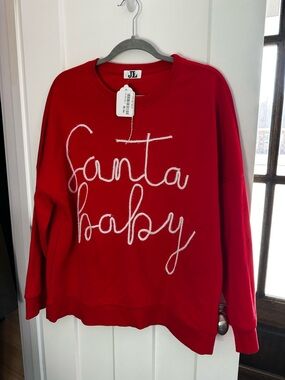 NWT J Lee Bright Red Crewneck Pullover